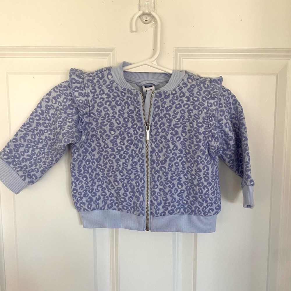 Janie and Jack - Adorable Purple Leopard Jacket Ruffle Shoulders - Size 6-12 mo